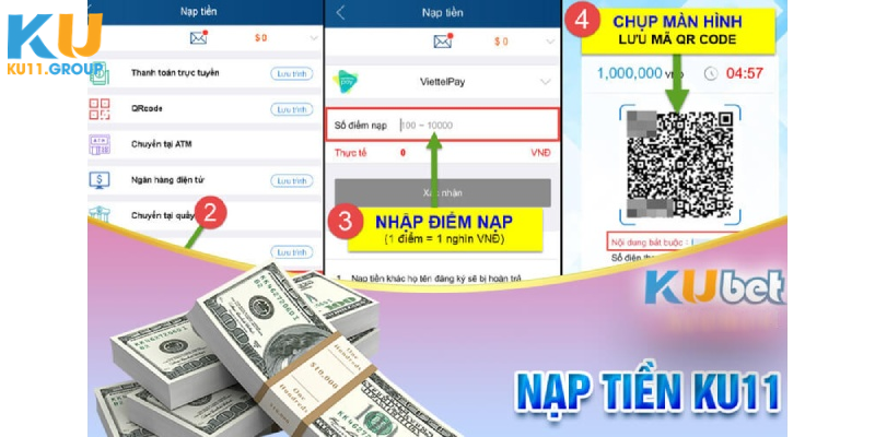 Thực hiện thanh toán nạp tiền ở Ku11